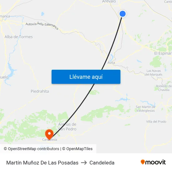 Martín Muñoz De Las Posadas to Candeleda map