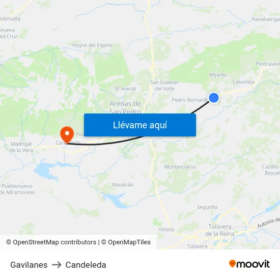 Gavilanes to Candeleda map