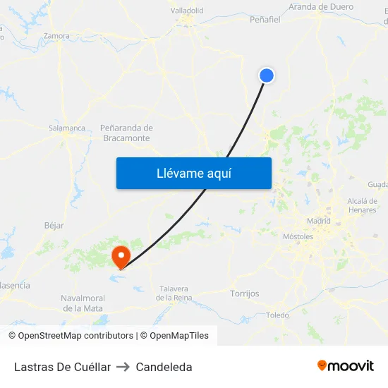 Lastras De Cuéllar to Candeleda map