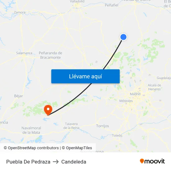 Puebla De Pedraza to Candeleda map