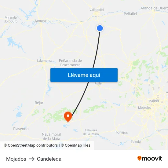 Mojados to Candeleda map