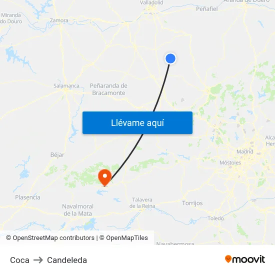 Coca to Candeleda map