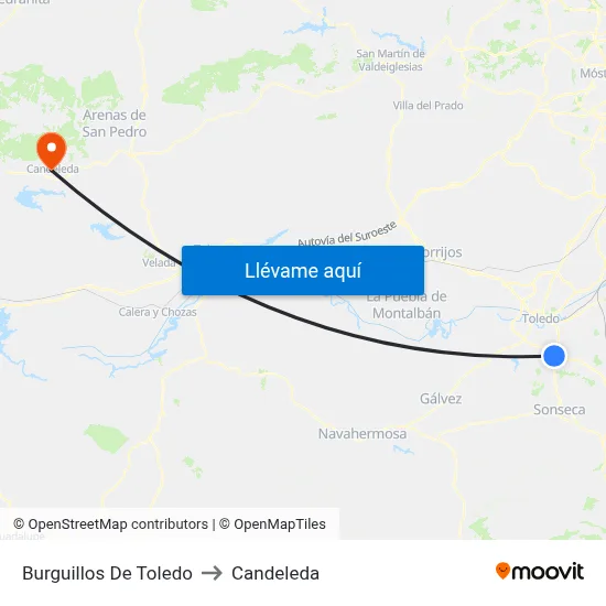 Burguillos De Toledo to Candeleda map
