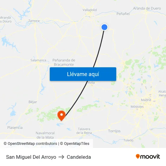 San Miguel Del Arroyo to Candeleda map
