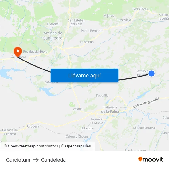 Garciotum to Candeleda map