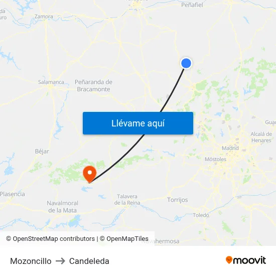 Mozoncillo to Candeleda map