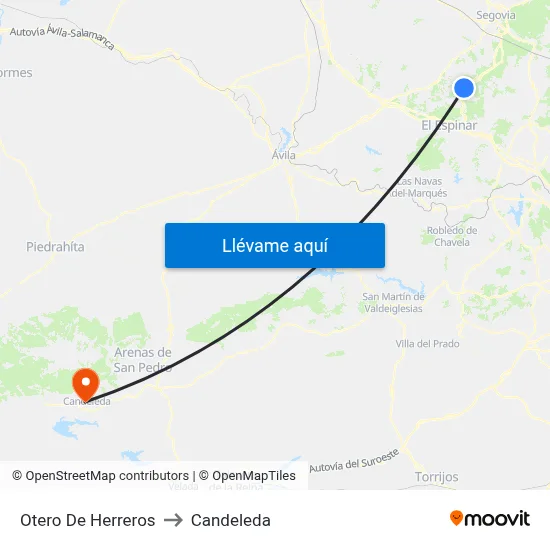 Otero De Herreros to Candeleda map