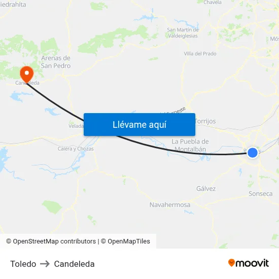 Toledo to Candeleda map