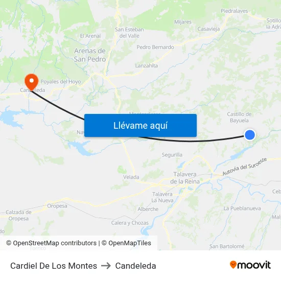 Cardiel De Los Montes to Candeleda map