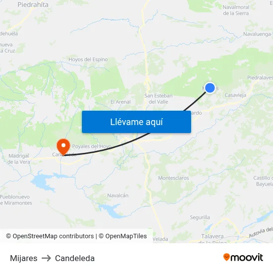 Mijares to Candeleda map