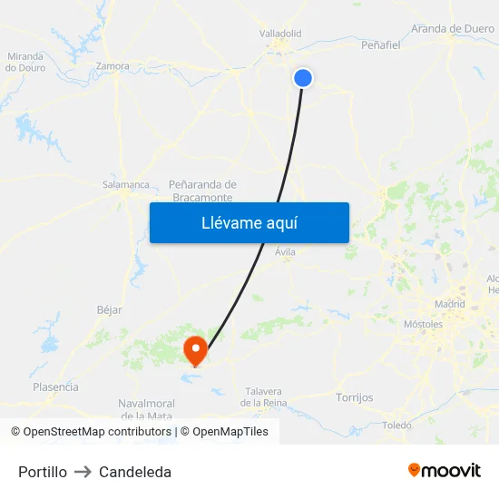 Portillo to Candeleda map