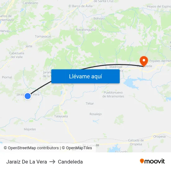 Jaraíz De La Vera to Candeleda map