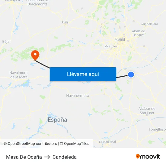 Mesa De Ocaña to Candeleda map