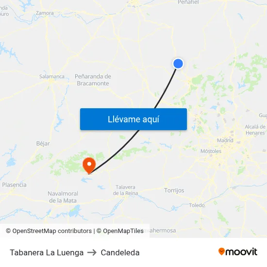 Tabanera La Luenga to Candeleda map