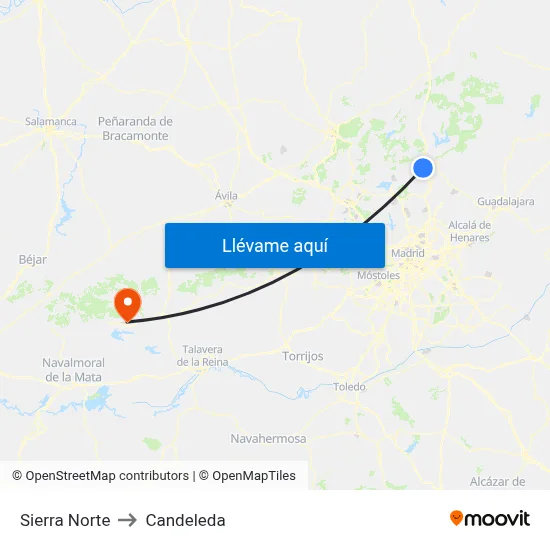 Sierra Norte to Candeleda map