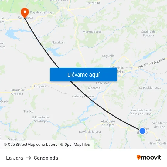 La Jara to Candeleda map