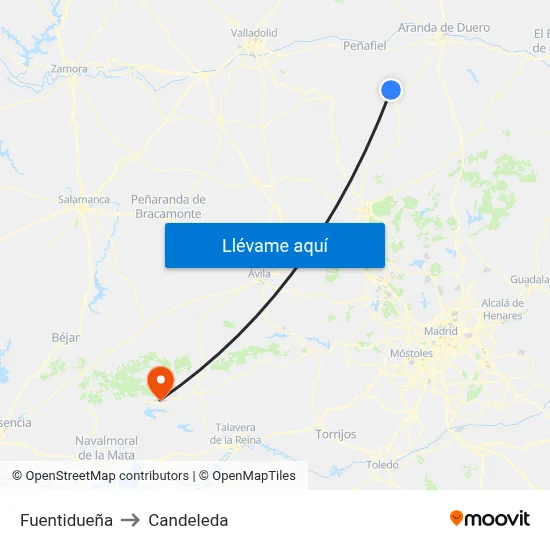 Fuentidueña to Candeleda map
