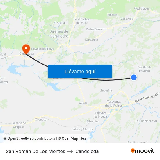 San Román De Los Montes to Candeleda map