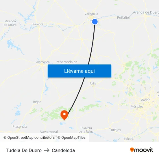 Tudela De Duero to Candeleda map