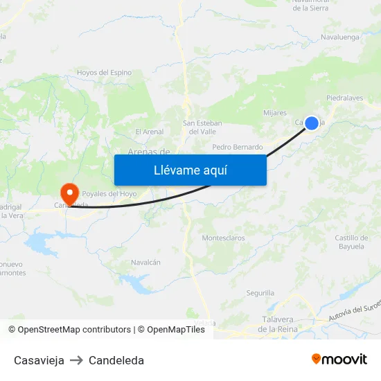Casavieja to Candeleda map