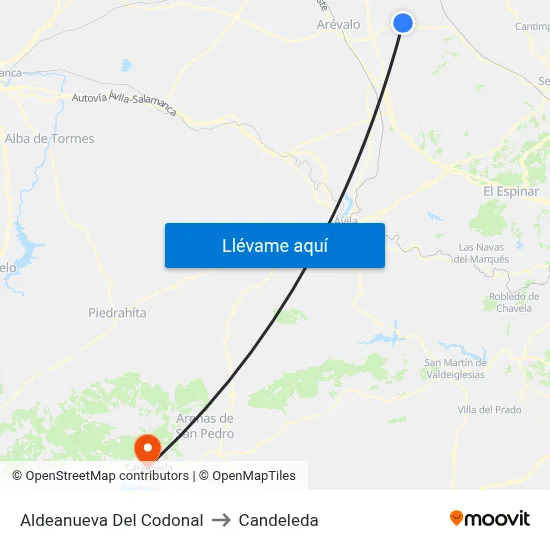 Aldeanueva Del Codonal to Candeleda map