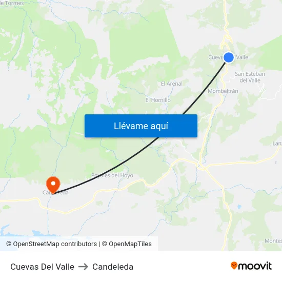 Cuevas Del Valle to Candeleda map
