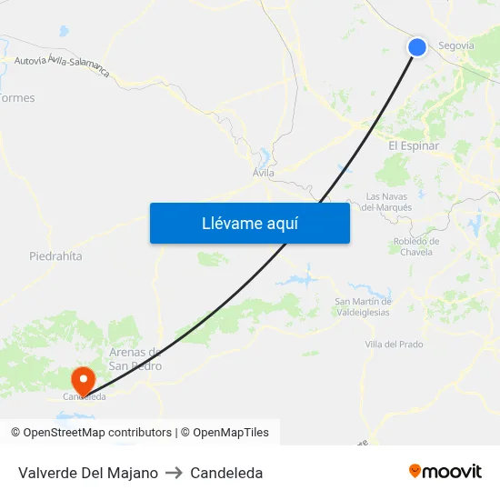 Valverde Del Majano to Candeleda map