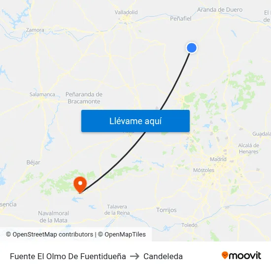 Fuente El Olmo De Fuentidueña to Candeleda map