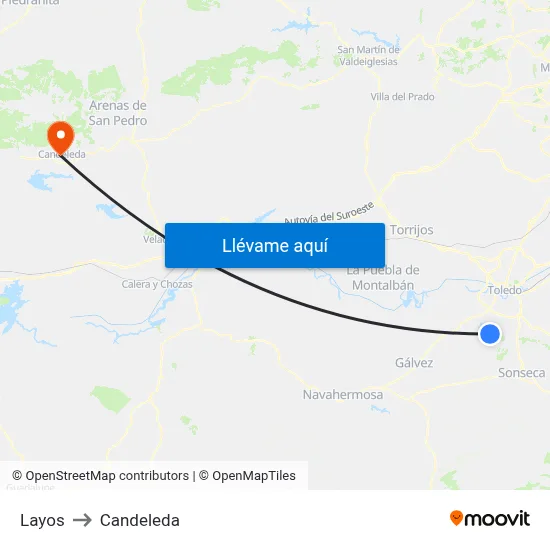 Layos to Candeleda map