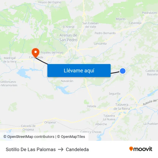 Sotillo De Las Palomas to Candeleda map