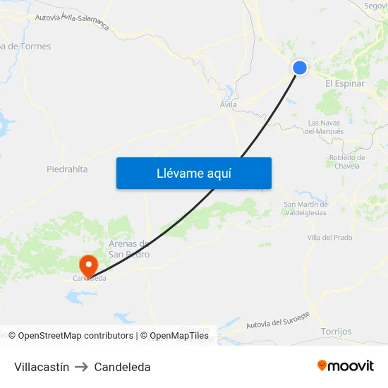 Villacastín to Candeleda map
