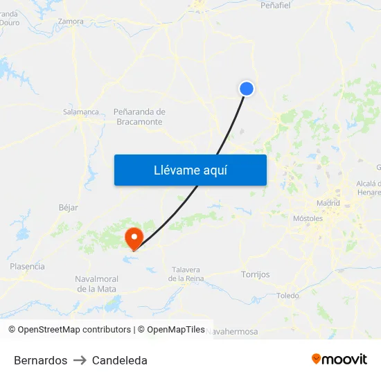 Bernardos to Candeleda map