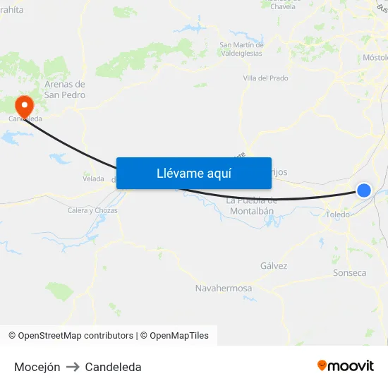 Mocejón to Candeleda map