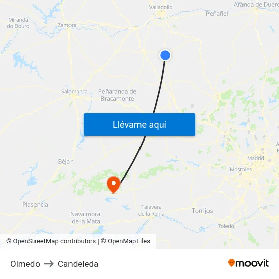 Olmedo to Candeleda map
