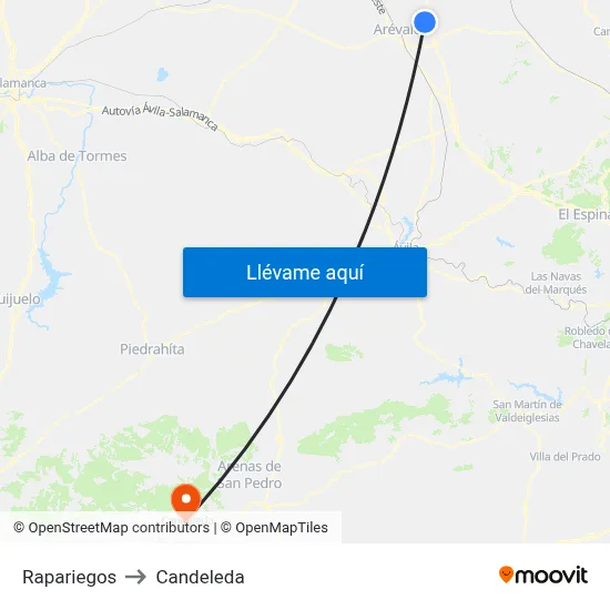 Rapariegos to Candeleda map