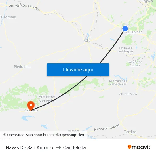 Navas De San Antonio to Candeleda map