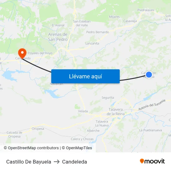 Castillo De Bayuela to Candeleda map