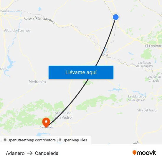 Adanero to Candeleda map