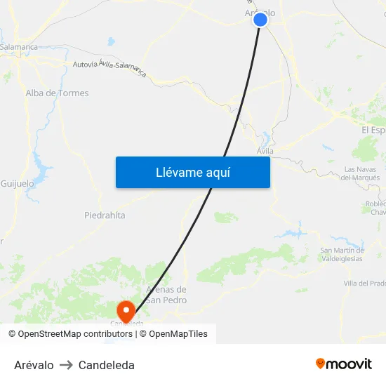 Arévalo to Candeleda map