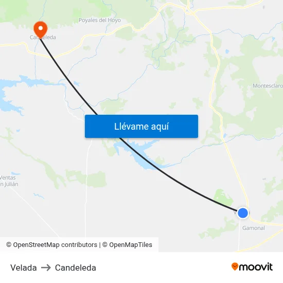 Velada to Candeleda map