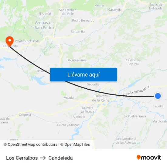 Los Cerralbos to Candeleda map