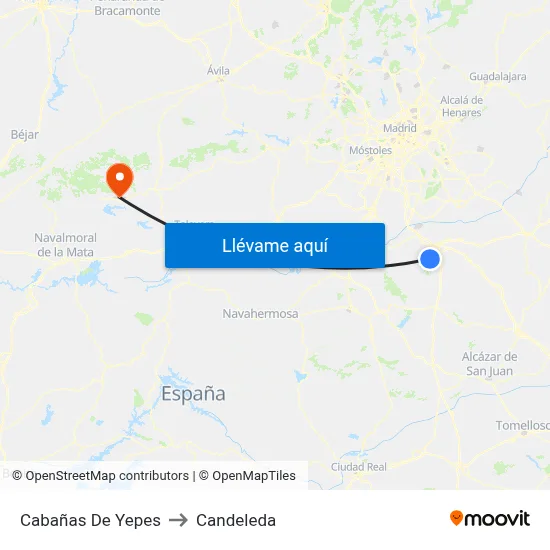 Cabañas De Yepes to Candeleda map