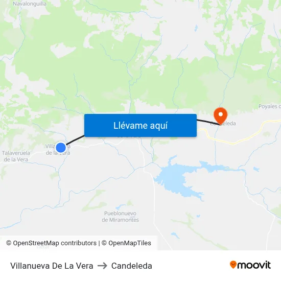Villanueva De La Vera to Candeleda map