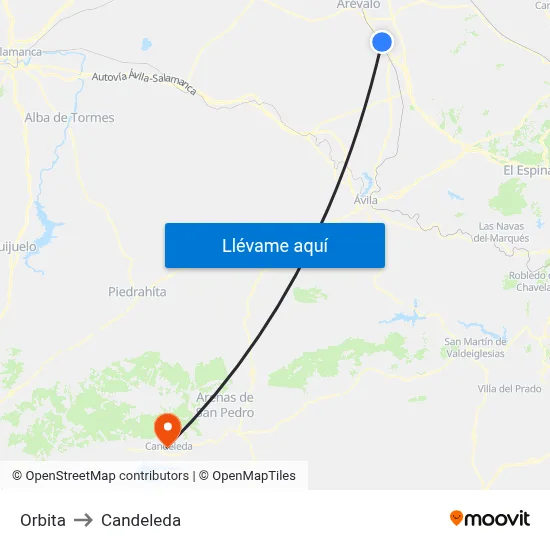 Orbita to Candeleda map