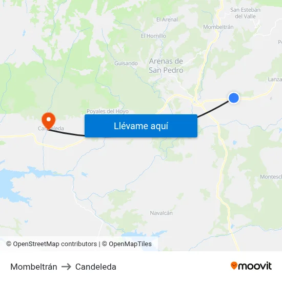 Mombeltrán to Candeleda map