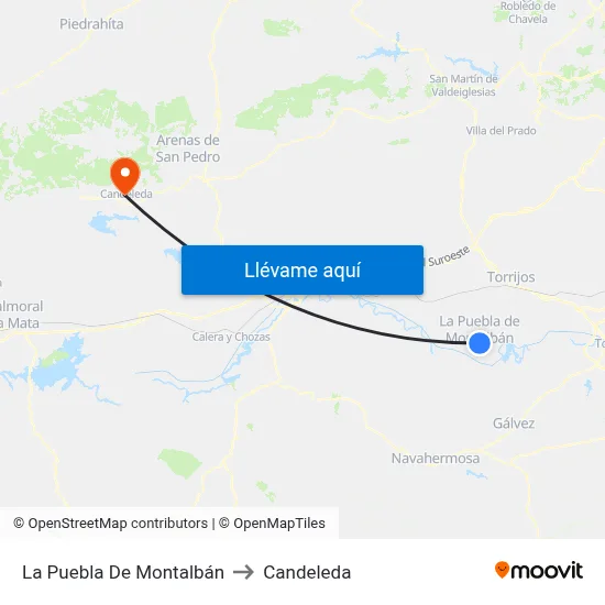 La Puebla De Montalbán to Candeleda map