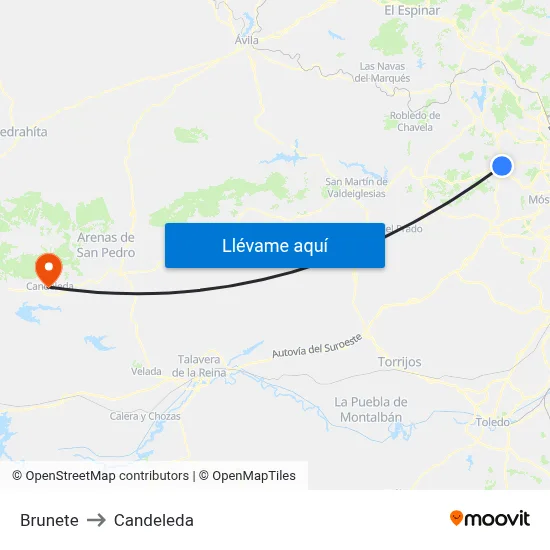 Brunete to Candeleda map