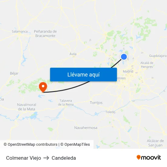 Colmenar Viejo to Candeleda map