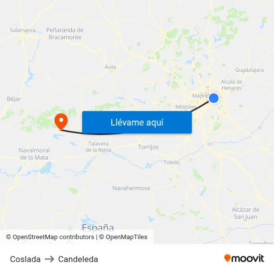 Coslada to Candeleda map