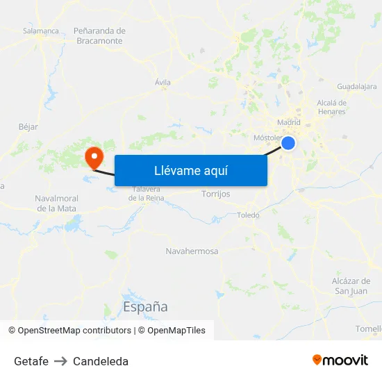 Getafe to Candeleda map